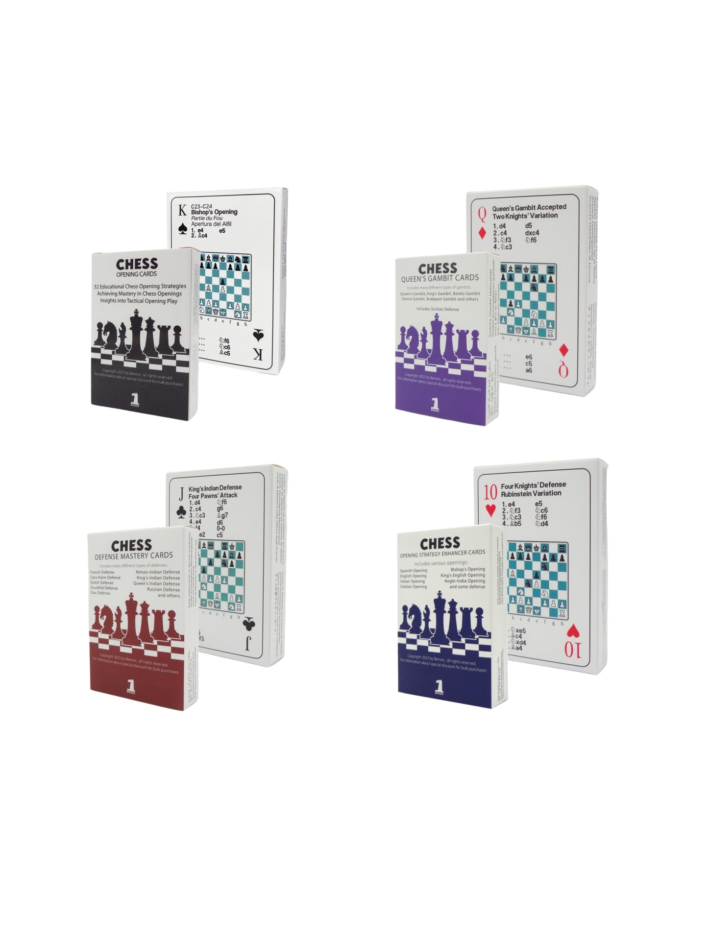 Benoni Chess Openings Cards - 4-Deck Set